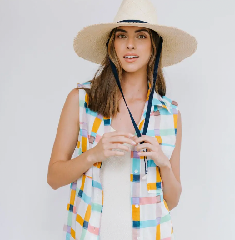 Sunshine Tienda Miriam Wide Brimmed Palm Fringe Hat