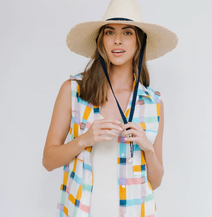 Sunshine Tienda Miriam Wide Brimmed Palm Fringe Hat