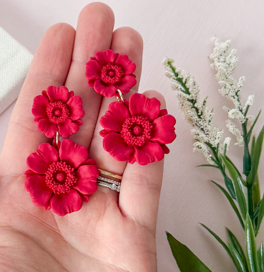 Crescent City Clay Poppy Earring