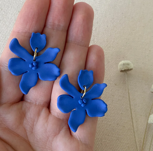 Crescent City Clay Flora Earrings in Cobalt