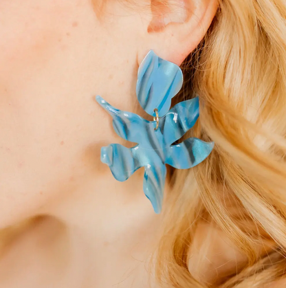 Flora Earrings Blue Iris