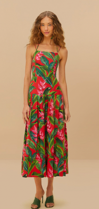 Farm Rio Red Dream Garden Maxi Dress