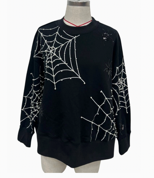 Brianna Cannon Black Spiderweb Sweatshirt (preorder)