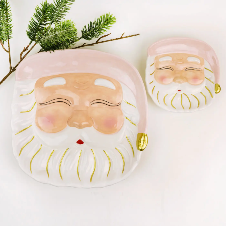 Pink Santa Dessert Plate (preorder)