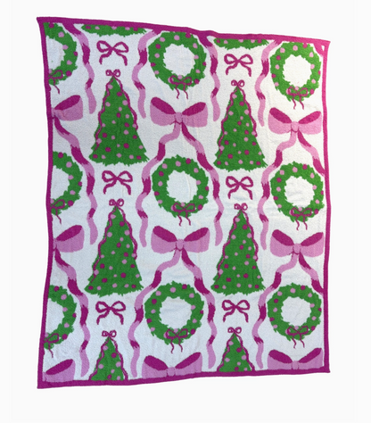 Holiday Wreaths and Trees Blanket (preorder)