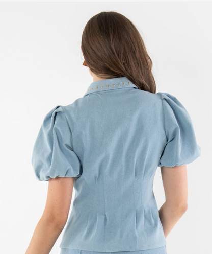 Emily Mccarthy Britt Top in Denim