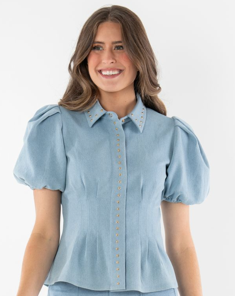 Emily Mccarthy Britt Top in Denim