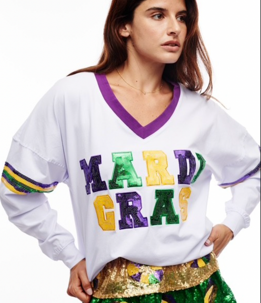 Mardi Gras Jersey Style Sweatshirt Top (preorder)