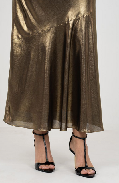 Emily Mccarthy Bias Skirt in Liquid Gold