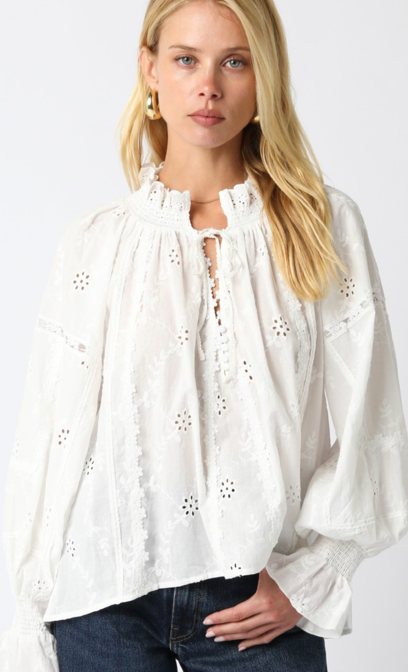 Lace Detail Blouse in White
