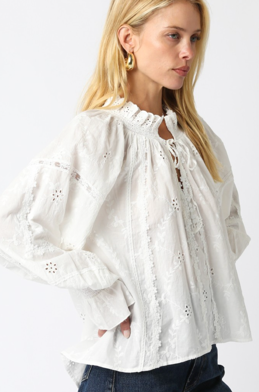 Lace Detail Blouse in White
