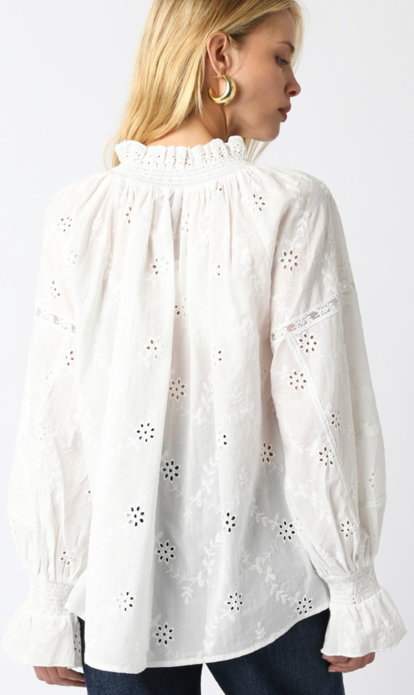 Lace Detail Blouse in White