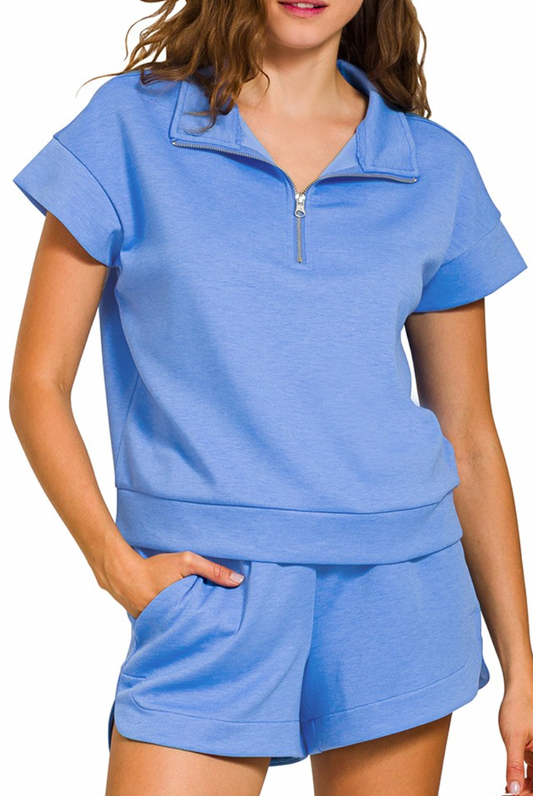 Scuba Short Sleeve Half Zip Set
