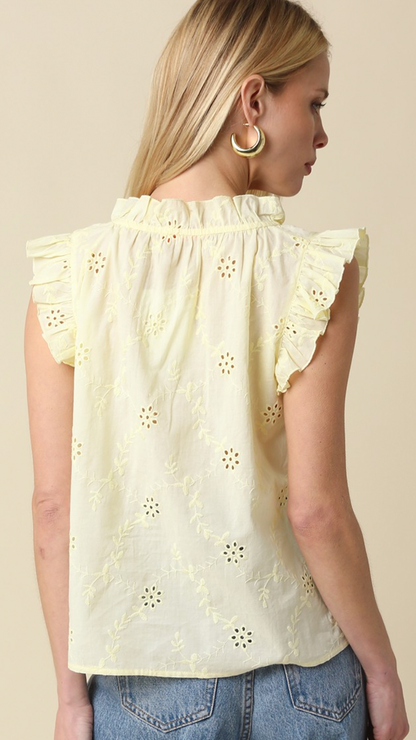 Kelly Eyelet Ruffle Sleeve Blouse