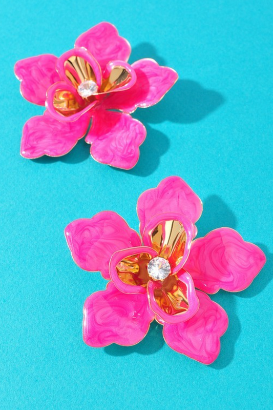 Fuchsia Acetate Floral Earring