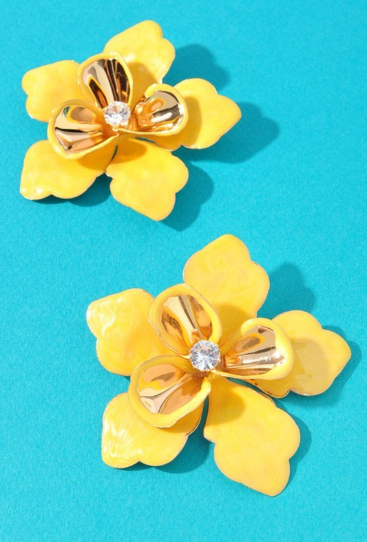 Yellow Acetate Floral Earring