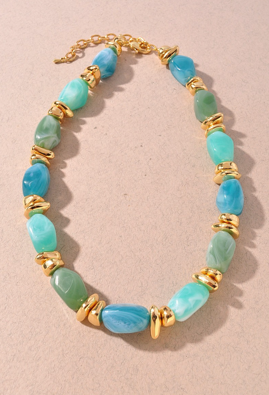 Turquoise Marble Resin Necklace
