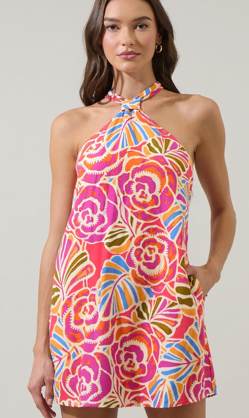 Sugarlips Nomi Floral Amor Halter Mini Dress