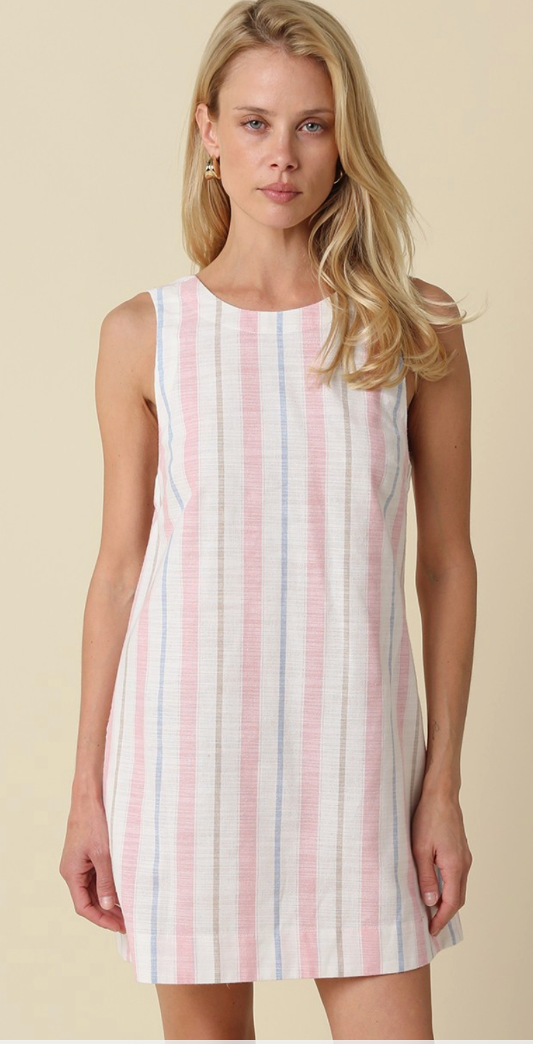 Isla Striped Open Back Mini Dress