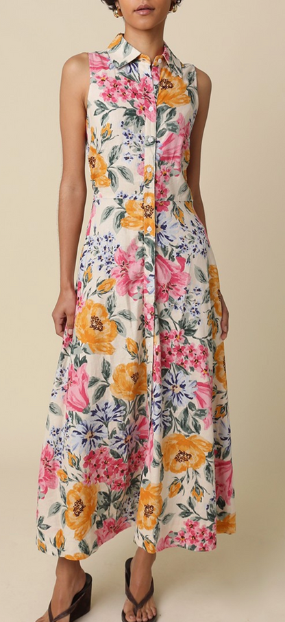 Frida Floral Button Front Maxi Dress