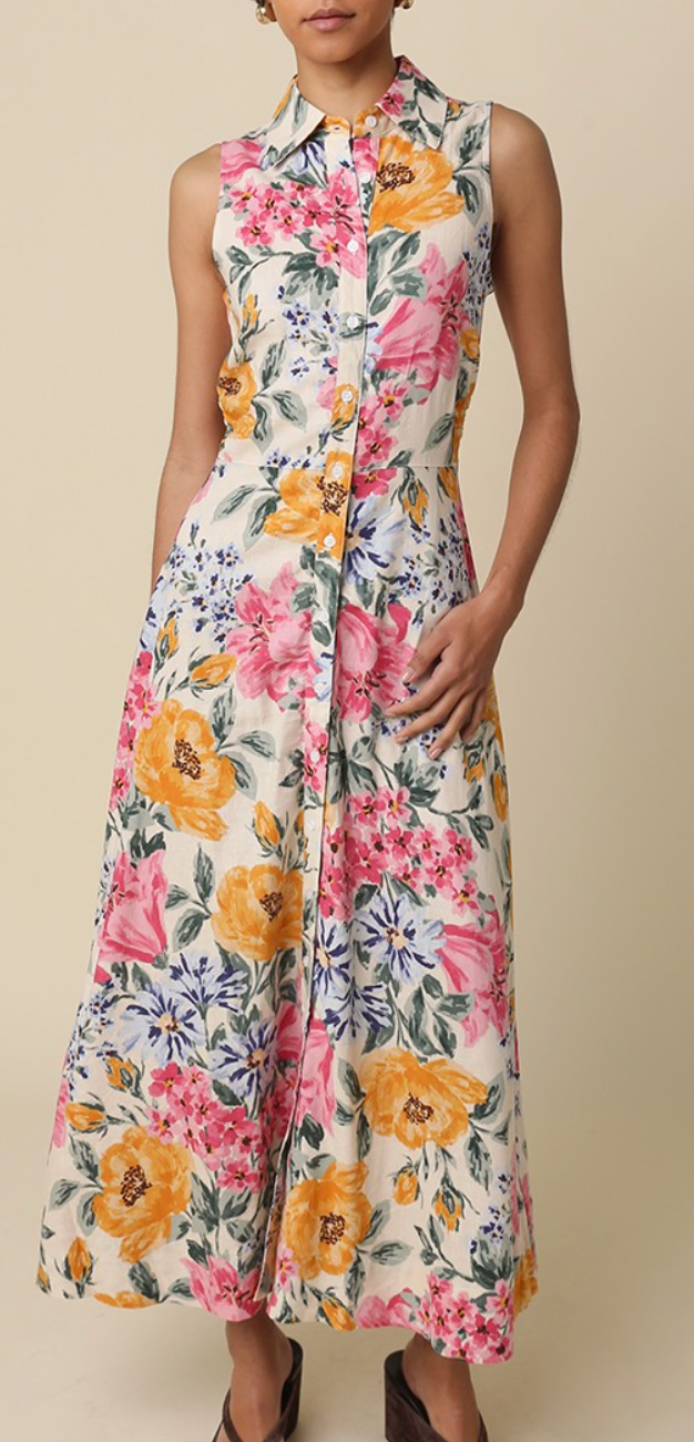 Frida Floral Button Front Maxi Dress
