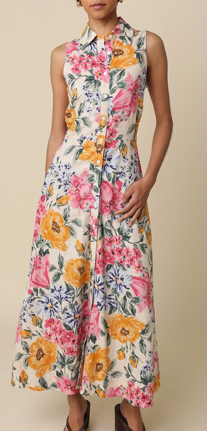 Frida Floral Button Front Maxi Dress