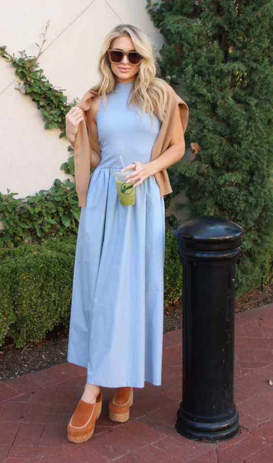 Karlie Solid Mock Maxi Dress