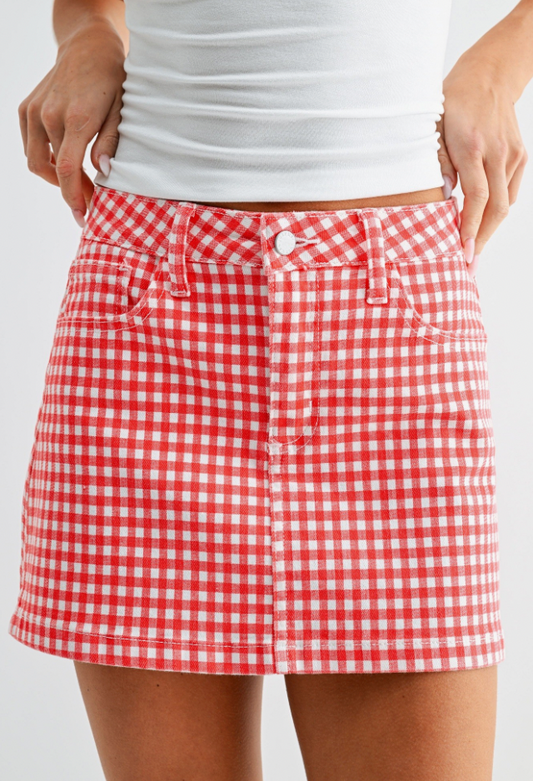 Red Gingham Mini Skirt