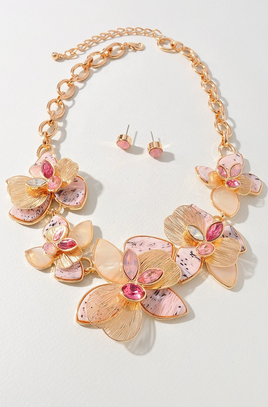 Floral Necklace + Earring Set