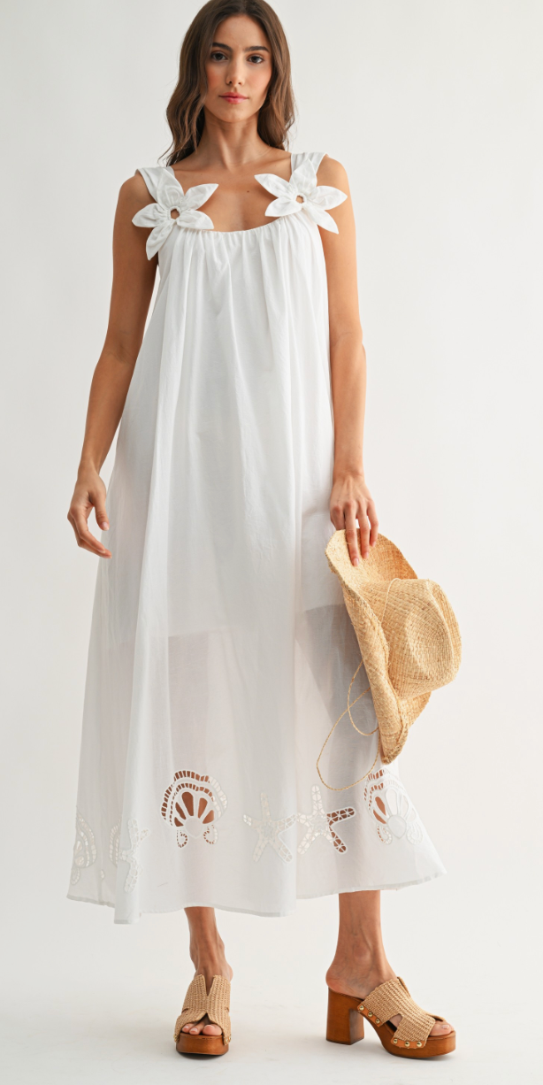 Floral Embroidered Shoulder Dress