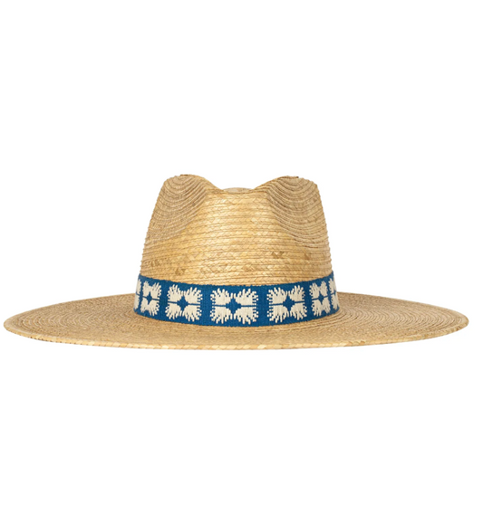 Sunshine Tienda Navy Flora Palm Hat