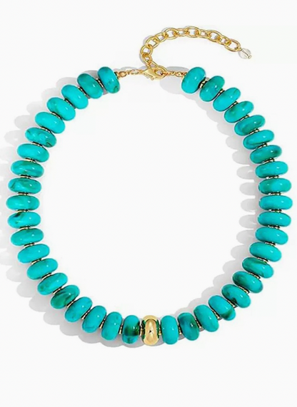Resin Stackable Necklace in Teal
