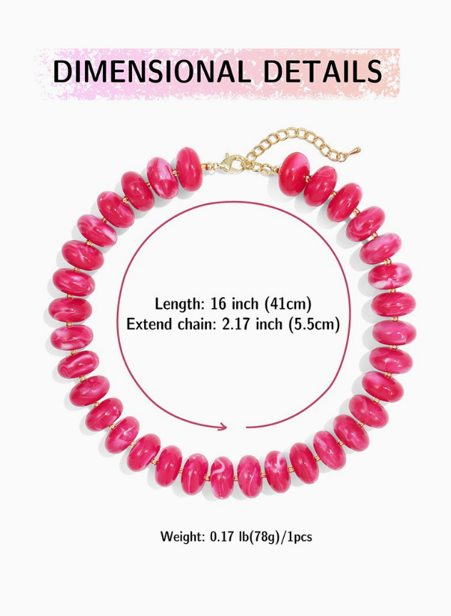 Colorful Beaded Layering Necklace in Fuchsia