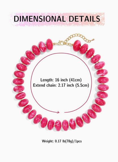 Colorful Beaded Layering Necklace in Fuchsia