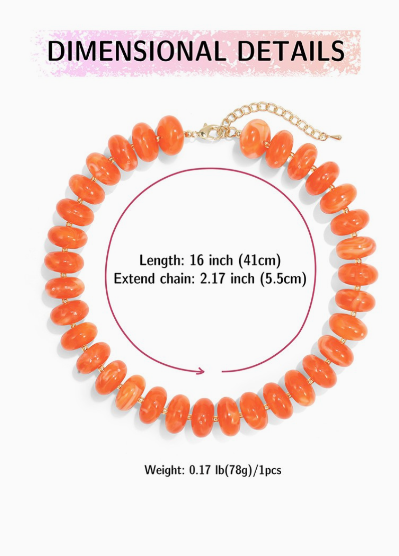 Colorful Beaded Layering Necklace in Orange