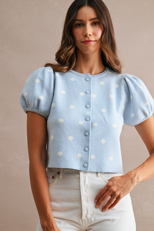 Light Blue Polka Dot Top