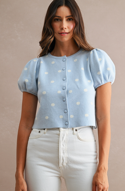 Light Blue Polka Dot Top