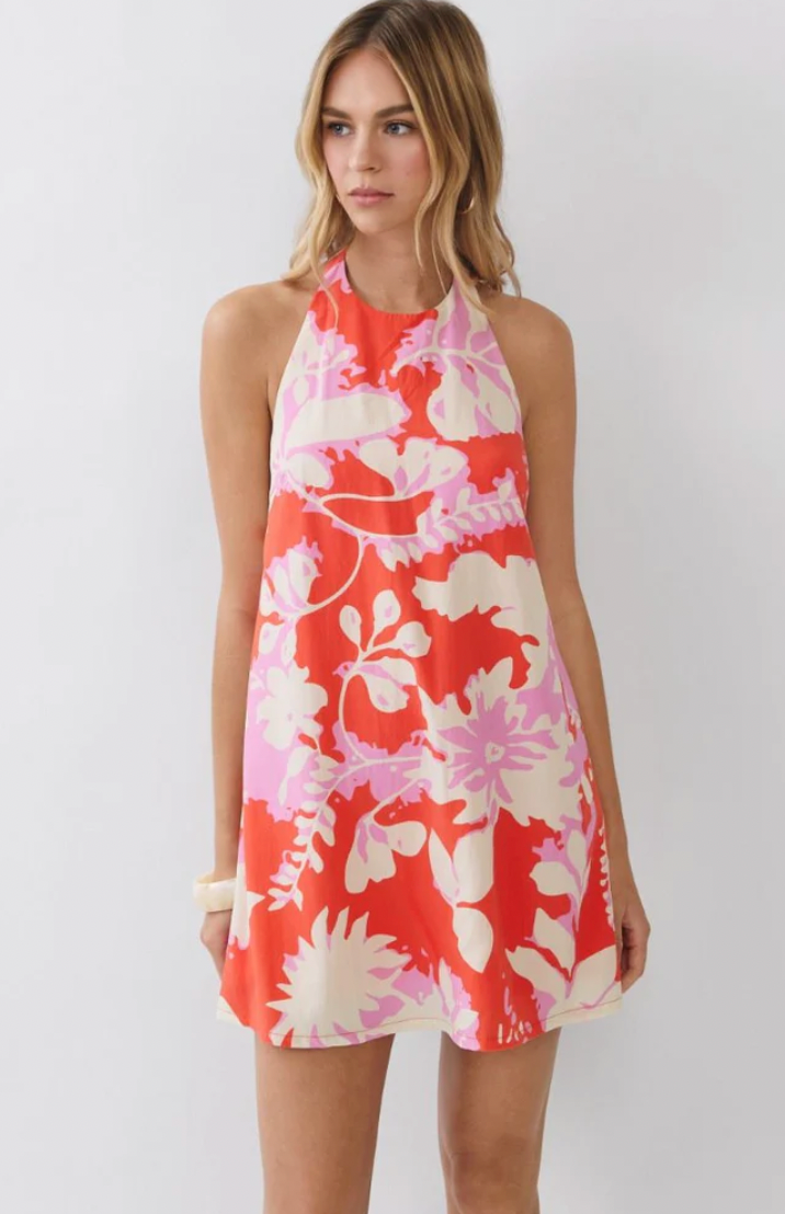 Coral Floral Print Mini