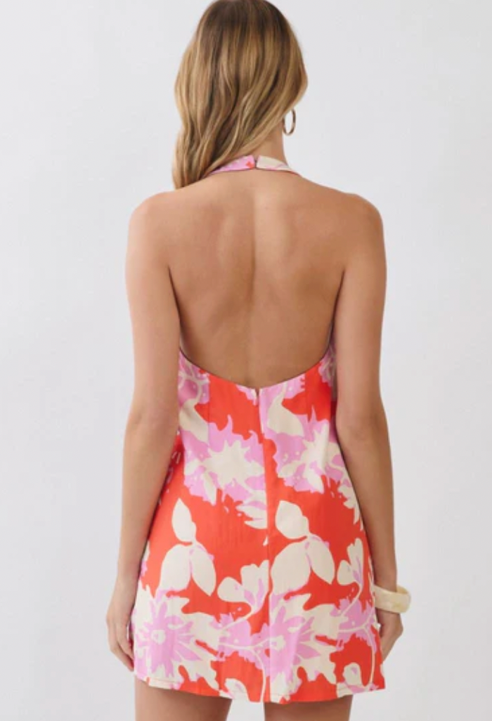 Coral Floral Print Mini