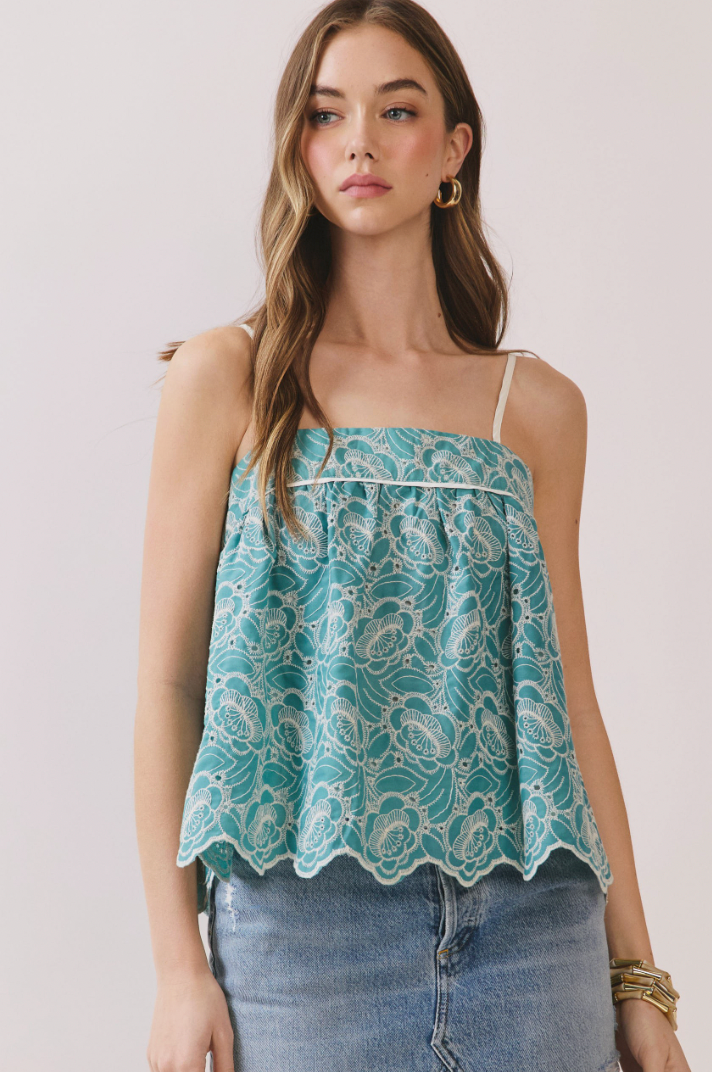 Sage Lace Detail Top