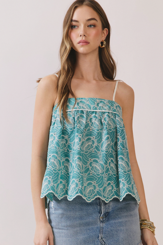 Sage Lace Detail Top
