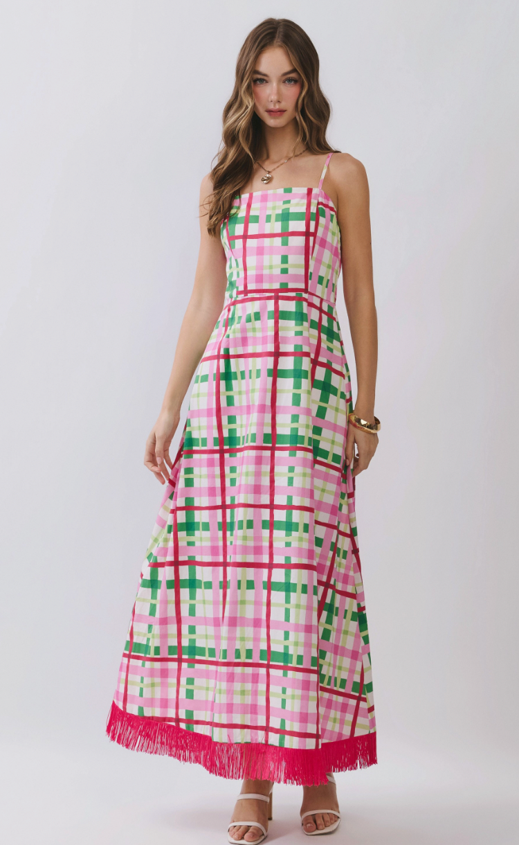 Plaid Fringe Dress