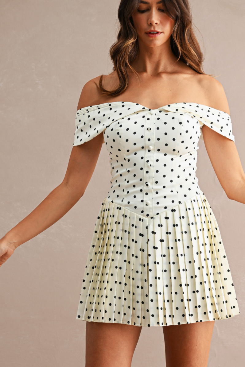 Polka Dot Off Shoulder Mini Dress
