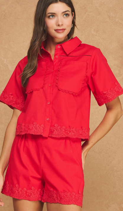 Red Lace Detail Set
