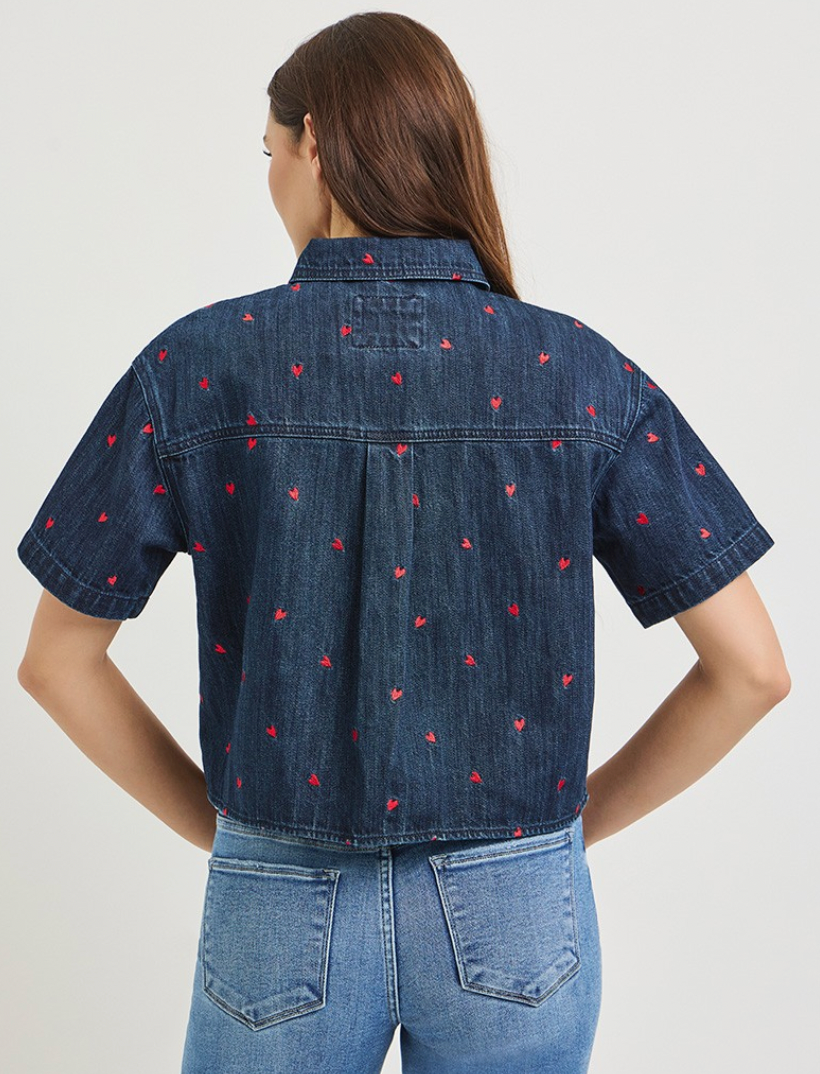 Denim Heart Detail Top