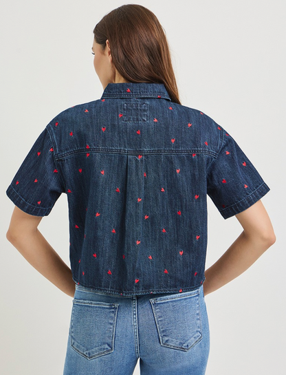 Denim Heart Detail Top