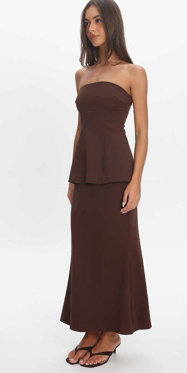 Brown Peplum Detail Dress