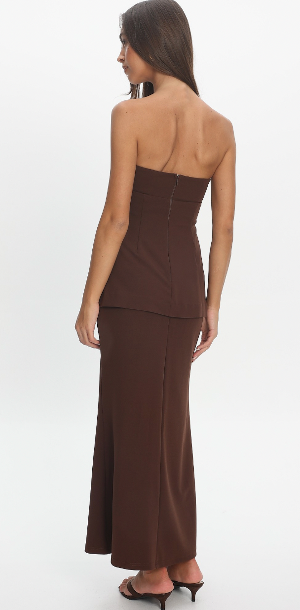 Brown Peplum Detail Dress