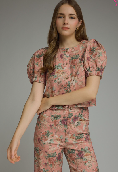 Floral Puff Sleeve Top