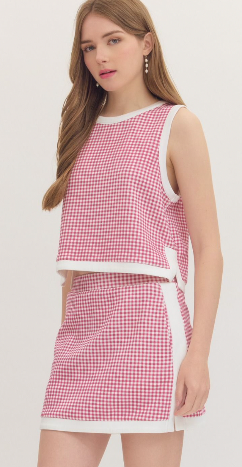 Pink Gingham Athleisure Top